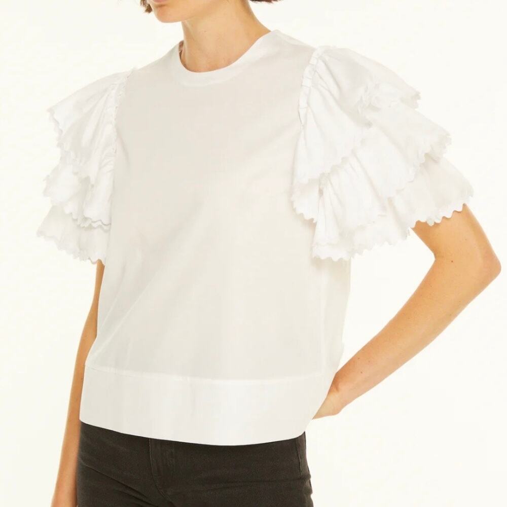 HARSHMAN | Juliette‎ Cotton Blouse Ric Rac Layered Ruffle Sleeve | Size 1X